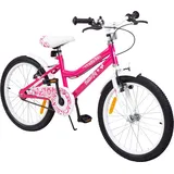 Actionbikes Motors Actionbikes Kinderfahrrad Butterfly 20 Zoll Pink, Fahrradständer, Kettenschutz Antirutschgriffe (Pink/Weiß)