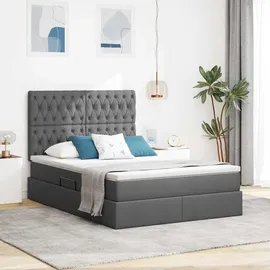 vidaXL Bett mit Stauraum und LED Dunkelgrau 140 x 200 cm