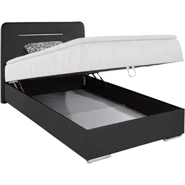 Cotta Boxbett COTTA "Lighstar", schwarz, B:126cm L:207cm, Komplettbetten, Boxspringbett, inklusive LED-Beleuchtung, Topper, Bettkasten und Zierkissen