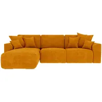Carryhome Ecksofa, Gelb, Textil, 3-Sitzer, Ottomane links, L-Form, 293x195 cm, Stoffauswahl, Liegefunktion, seitenverkehrt erhältlich, Rücken echt, Wohnzimmer, Sofas & Couches, Wohnlandschaften, Ecksofas