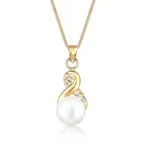 Elli Halskette Infinity Perle mit Kristalle 925 Sterling Silber Gold