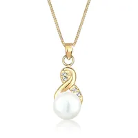 Elli Halskette Infinity Perle mit Kristalle 925 Sterling Silber Gold