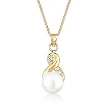 Elli Halskette Infinity Perle mit Kristalle 925 Sterling Silber Gold