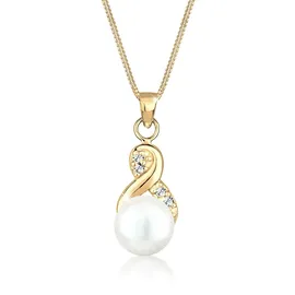 Elli Halskette Infinity Perle mit Kristalle 925 Sterling Silber Gold
