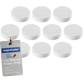 Magnetoplan Ergo-Magnete, medium, weiß, Pack a 10 Stück