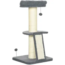 PawHut Kratzbaum mit Kratzbrett grau, natur 48L x 48B x 92H cm