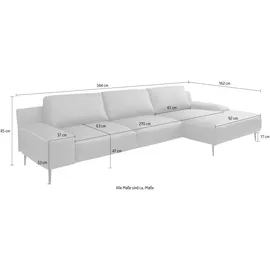 Designwerk Ecksofa DESIGNWERK "Forma L-Form, zeitloses Designsofa mit aktuellem Fuß", grau (steel), B:344cm T:162cm, Leder;Struktur 98% Polyester, 2% Acryl, Sofas, Ecksofa, in hochwertiger Verarbeitung & tollem Sitzkomfort