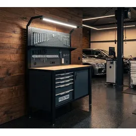 feistos Werkbank Holz/Metall/Stahl schwarz 124 kg