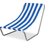 FEBE Sonnenliege Strandliege Liegestuhl Garteliege Marineblau gestreift Kompakter Strandstuhl mit Tragetasche für Garten Pool und kleinen Balkon Textilgewebe