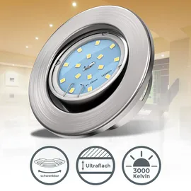 B.K.Licht Einbaustrahler 10er Set (68mm) schwenkbar Matt-Nickel
