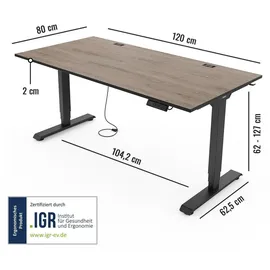 Yaasa Schreibtisch Desk Essential 120 x 80 cm Eiche dunkel/Schwarz