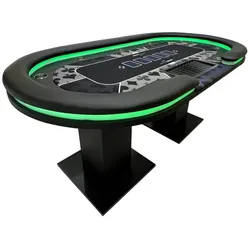 Home Deluxe GmbH HOME DELUXE LED Pokertisch inkl. Pokerkoffer und 8 Stühle STRAIGHT FLUSH | mit LED Beleuchtung I Spielertisch Poker Tisch Casino