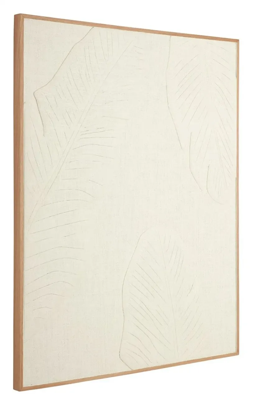 Wandpaneel Banana Leaf aus Holz und Jute, modern, naturweiß, für stilvolle Wandgestaltung