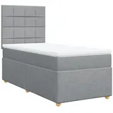 vidaXL Boxspringbett mit Matratze Hellgrau 100x200 cm Stoff