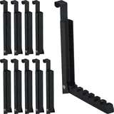 10 X Klapphaken, Zum Einhängen, Türgarderobe Für Je 6 Kleiderbügel, Metall Und Holz, Haken Für 2 Cm Türfalz, Schwarz