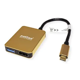 Roline GOLD USB Typ C Dockingstation, HDMI 4K, 2x USB 3.2 Gen 1, 1x PD