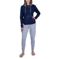 maluuna Hausanzug Damen Hausanzug Hoodie mit Hose grau M