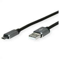 ROLINE USB 2.0 USB-A Stecker, USB-Micro-B Stecker 3.00m Schwarz Geschirmt 11.02.8772