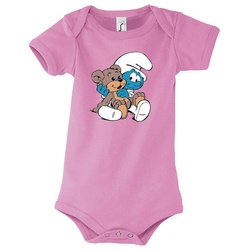 Blondie & Brownie Strampler Kinder Baby Babyschlumpf Schlümpfe Serie Teddybär Teddy Bär Schlumpf mit Druckknopf rosa 6-12 Monate