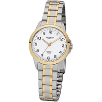 Regent Damen-Armbanduhr silber gold Analog F-1006 Edelstahl-Armband URF1006