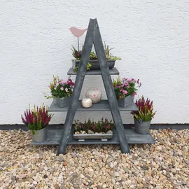 Promadino Pflanzentreppe Maxi Dekoleiter 137 x 31 x 120 cm grau