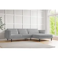 Fun Möbel Ecksofa Designersofa AGADA in Stoff Poso Hellgrau