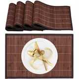 Relaxdays Tischset, 4er Set, Bambus, Stoff, rutschhemmend, 45x30 cm, Teller, Esstisch, eckiges Platzset, braun/schwarz