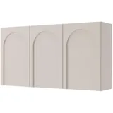 Selsey Sideboard 3-türig mit gefrästen Fronten, greige 150 cm - Grifflos Tip-On-Technologie - 6 Fächer - Modernes Design mit Bögen - Laminatplatte Robust & Pflegeleicht - Eigenmontage
