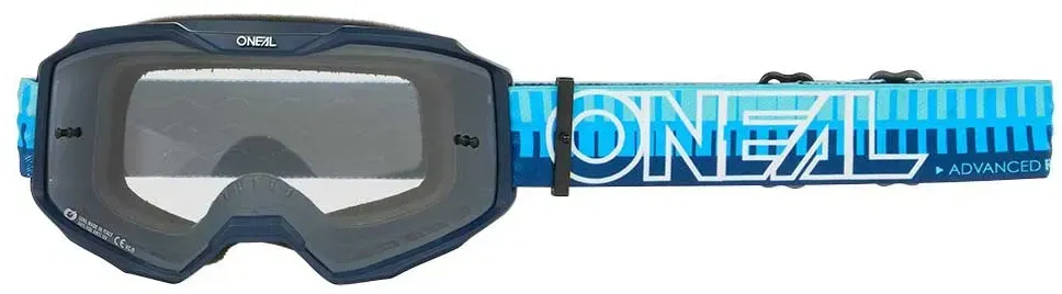 Oneal B-10 Striped Offroad-brille - Blue / Blue - Clear/CAT0