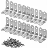 Jalleria - Edelstahlhalterung, 20 Stück, Eckverstärkung, Metallhalterung mit Schrauben, Halterungsbefestigung für Holzregal, Schrank, Stuhl,