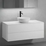 neoro n50 Unterschrank B: 120 cm mit 2 Auszügen, Waschtisch Ø 40 cm weiß matt, B: 120.5 BN0064WM+BN0424WM+BN0404WM