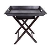 Signature Home Collection Tabletttisch Tabletttisch Kroko Kunstleder klappbar Holzgestell (1 Stück, 1 Beistelltisch Kunstleder), Breite 70 cm schwarz