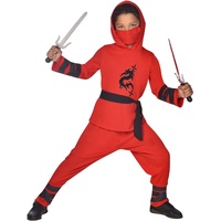 Amscan 9910943 Rot Ninja Krieger Kostüm für Kinder 8-10 Jahre