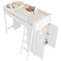 Odikalo Hochbett Kinderbett Leiter Schreibtisch Kleiderschrank ohne Matratze 90*200cm