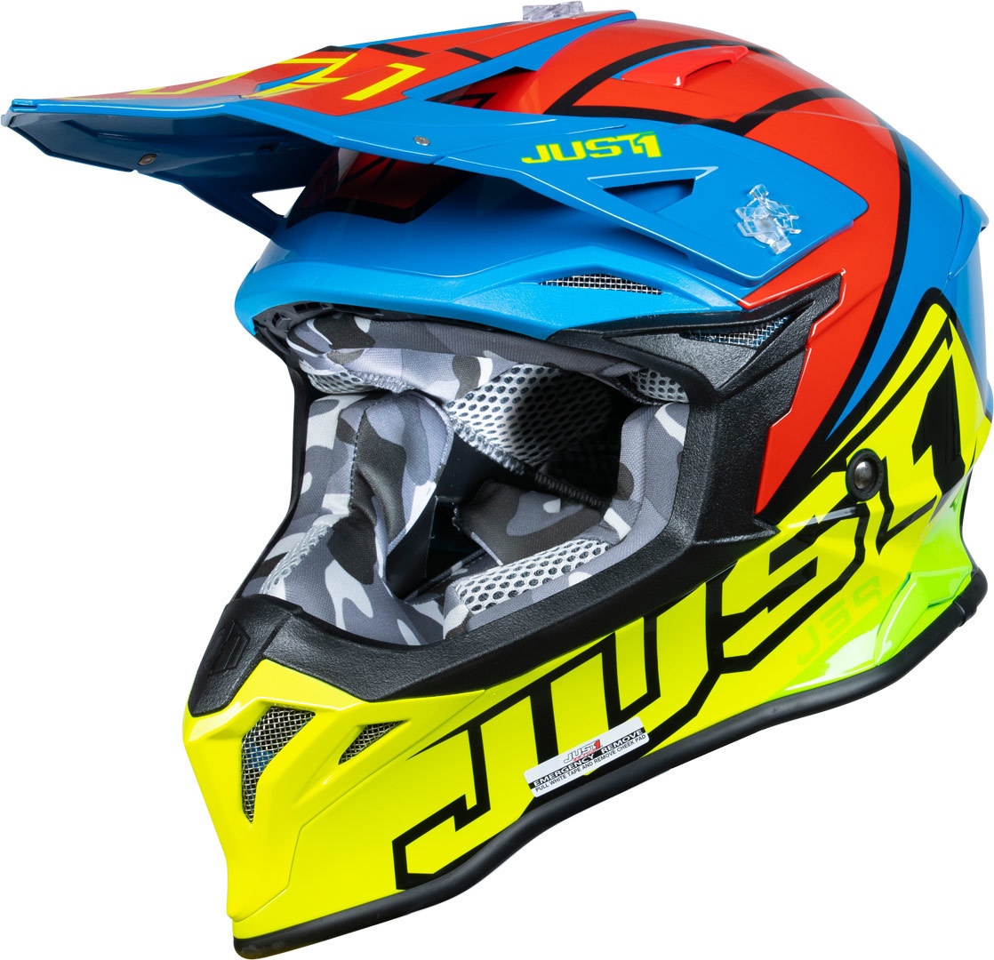 Just1 J39 Thruster Motocross Helm, rot-gelb, Größe M