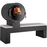 KANUK | Kaminofen Kanuk - Bank | Buchenholz / Weiß gestrahlt | 8 kW