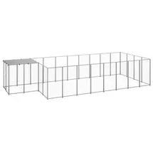 vidaXL Hundezwinger Silbern 10,89 m2 Stahl