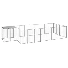 vidaXL Hundezwinger Silbern 10,89 m2 Stahl