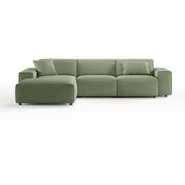 KAWOLA Sofa RANI Ecksofa Cord olivgrün Recamiere links - Grün