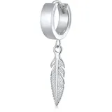 KUZZOI Ohrringe Creole Feder Scharnier Single 925 Silber silber, | Gr.: onesize,