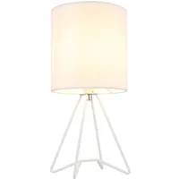 GLOBO Tischleuchte Textilschirm Nachttischlampe weiß Beistellleuchte Modern, Metall, E14
