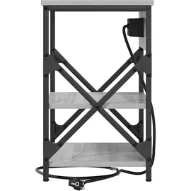 vidaXL Nachttisch mit Ladestation mit Regal Grau Sonoma Holzwerkstoff