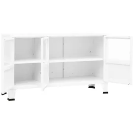 vidaXL Industrial Sideboard Weiß 105x35x62 cm Metall und Glas