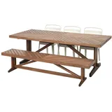 IKEA NORRMANSÖ / NORRMANSÖ Tisch + 3 Stühle + Bank für draußen Akazie/beige Akazie