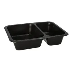 Menüschalen Mehrweg, Kunststoff, schwarz 96553 , 1 Packung = 20 Stück, 2-geteilt