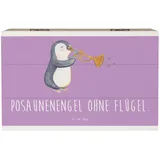 Mr. & Mrs. Panda Dekokiste 19 x 12 cm Engel Posaune - Lavendeltraum - Geschenk, Geschenkbox, Auf (1 St), Hochwertiges Holzfaser lila