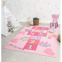 Teppich THE CARPET "Happy Life", pink, B:120cm H:4mm L:160cm, Polyester, Teppiche, Life Kinderzimmer Teppich Spielteppich pflegeleicht