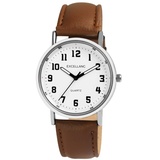 Excellanc Herren-Uhr Kunstleder Dornschließe Leuchtzeiger Analog Quarz 2900229 Braun