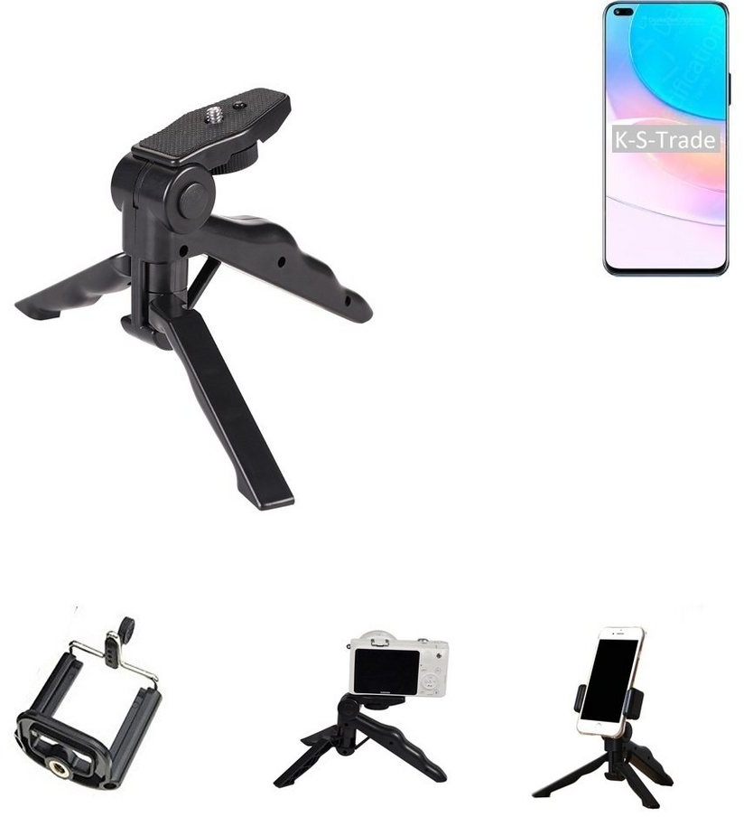 K-S-Trade für Huawei nova 8i Smartphone-Halterung, (Stativ Tisch-Ständer Dreibein Handy-Stativ Ständer Mini-Stativ) schwarz