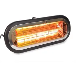 Perel Terrassen-/Sonnenschirm-Heizstrahler, 2000 W, Low Glare, Ein-/Ausschalter, Montagehalterung, spritzwassergeschützt, 1 Heizstufe, Metall, Schwarz